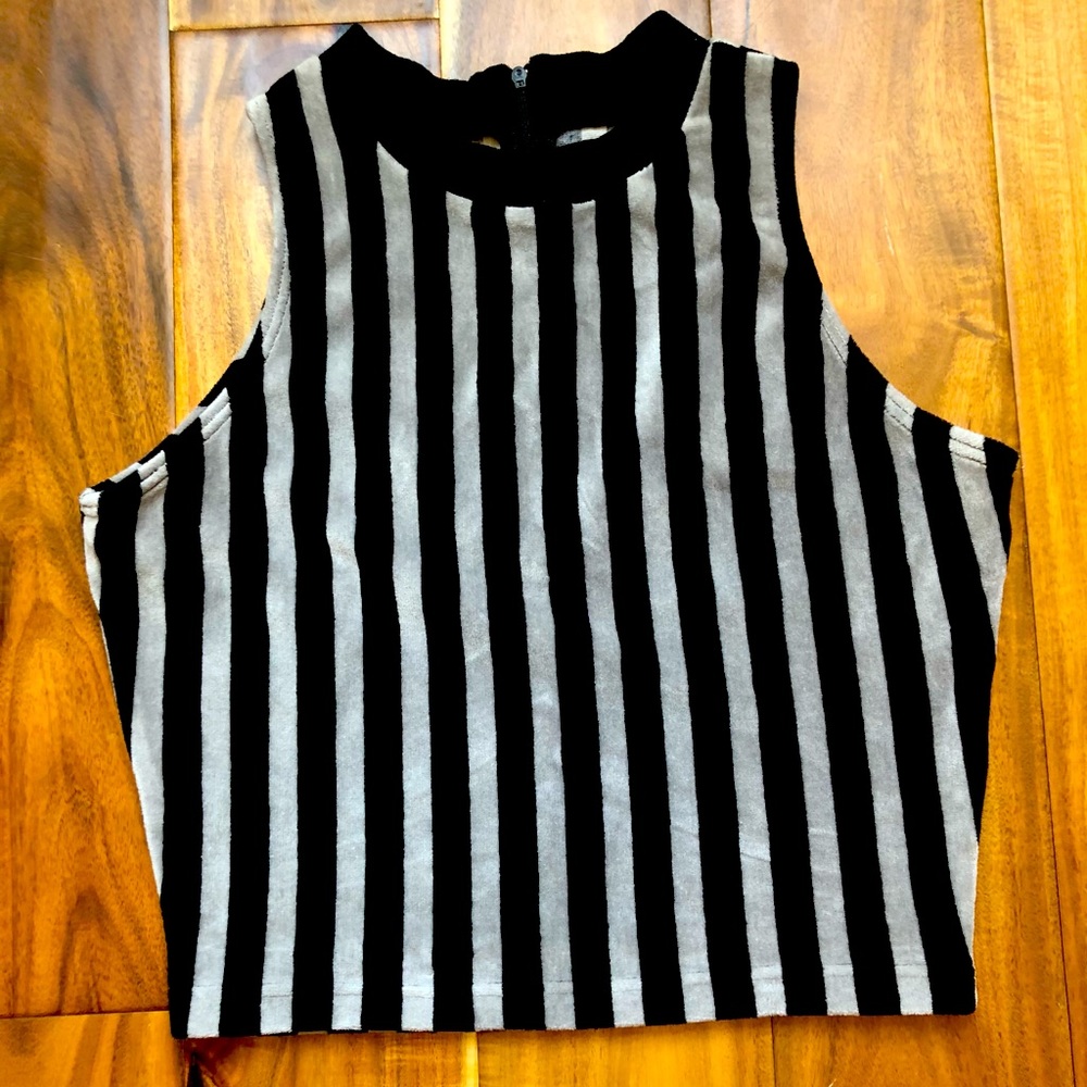 Velvet striped crop top